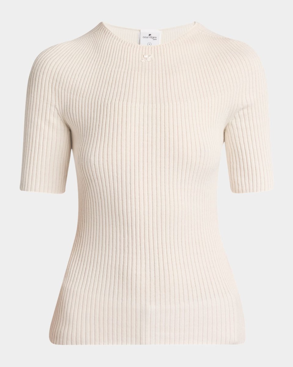 Solar Light Rib Short-Sleeve Sweater